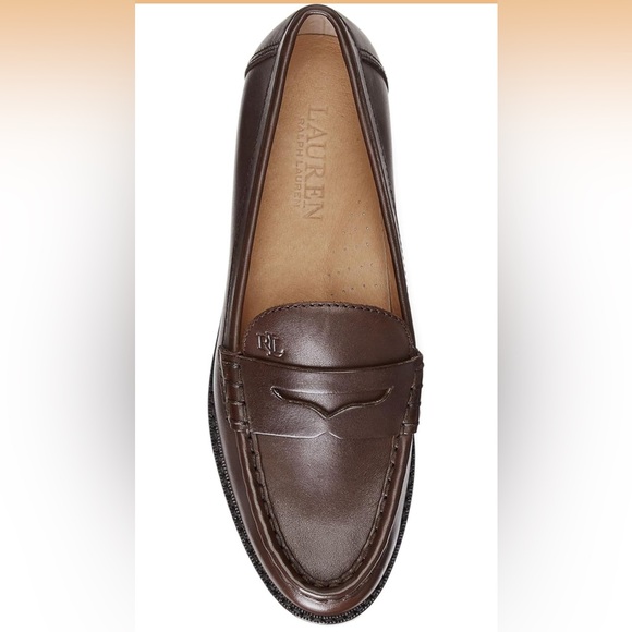 Lauren Ralph Lauren Winnie Burnished Leather Penny Loafers Chestnut Brown 9.5 - Picture 5 of 16